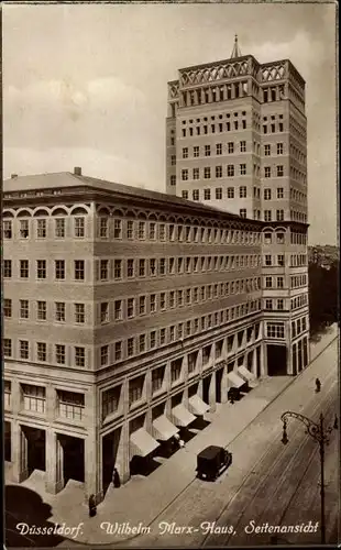 Ak Düsseldorf am Rhein, Wilhelm Marx-Haus, Seitenansicht