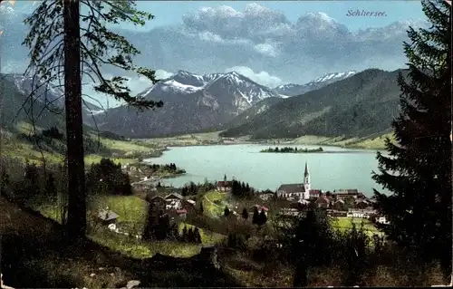 Ak Schliersee in Oberbayern, Panorama