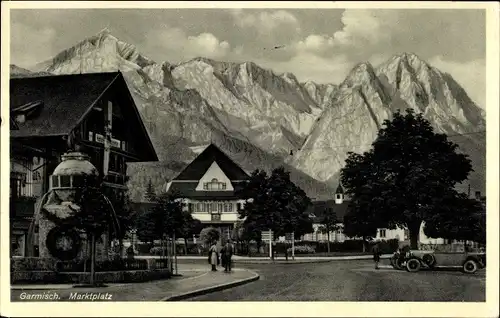 Ak Garmisch Partenkirchen in Oberbayern, Marktplatz