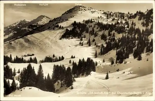 Ak Steibis Oberstaufen im Allgäu, Skihütte Schneeloch-Alm, Winter