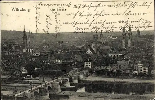 Ak Würzburg am Main Unterfranken, Alte Brücke