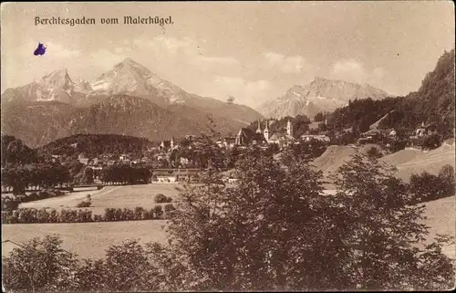 Ak Berchtesgaden in Oberbayern, Blick vom Malerhügel, Watzmann