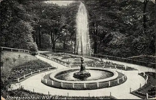 Ak Hof an der Saale Oberfranken Bayern, Partie am Theresienstein