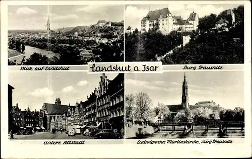 Ak Landshut in Niederbayern, Burg Trausnitz, Untere Altstadt,  Martinskirche