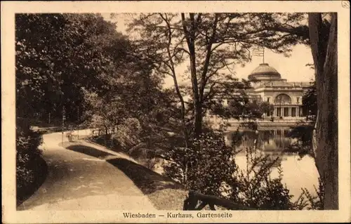 Ak Wiesbaden in Hessen, Kurhaus, Gartenseite
