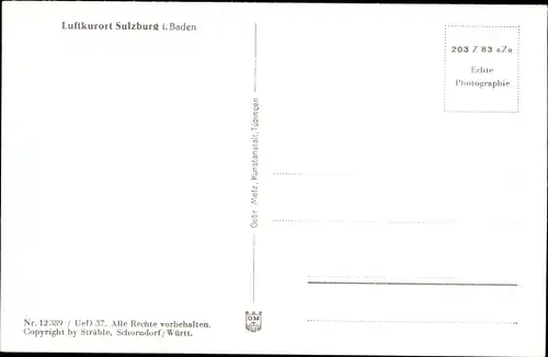 Ak Sulzburg in Baden Schwarzwald, Panorama