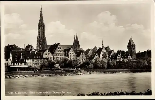 Ak Ulm an der Donau, Blick vom rechten Donauufer aus