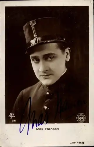 Ak Schauspieler Max Hansen, Portrait, Autogramm