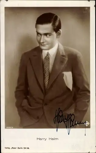 Ak Schauspieler Harry Halm, Portrait, Autogramm