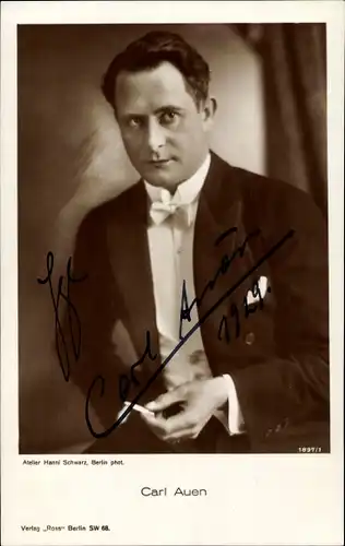 Ak Schauspieler Carl Auen, Portrait, Ross 1897/1, Autogramm
