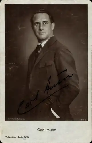 Ak Schauspieler Carl Auen, Portrait, Ross 889/3, Autogramm