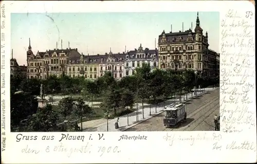 Ak Plauen im Vogtland, Albertplatz