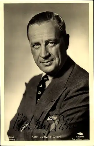 Ak Schauspieler Karl Ludwig Diehl, Portrait, Autogramm