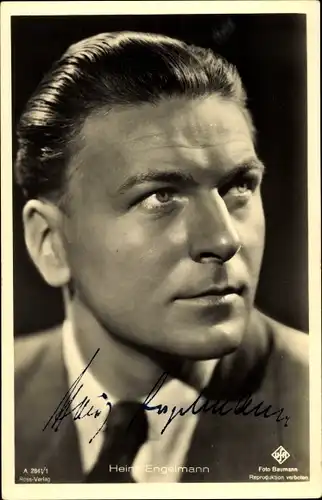 Ak Schauspieler Heinz Engelmann, Portrait, Ufa Film, Autogramm