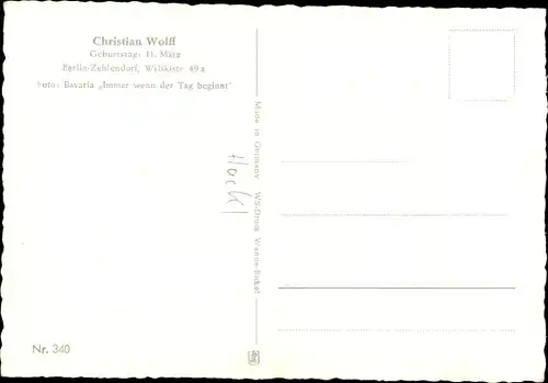 Ak Schauspieler Christian Wolff, Portrait, Autogramm