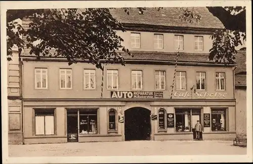 Ak Pirna in Sachsen, Cafe Scholze, Am Dohnaschen Platz, Auto Reparatur