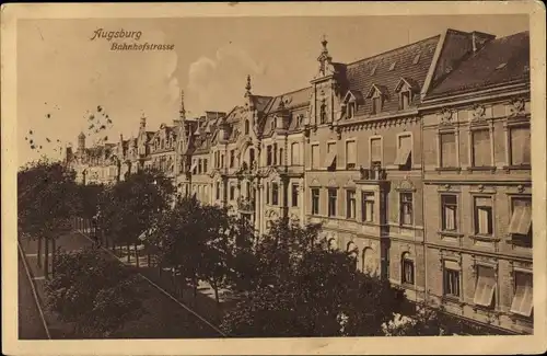 Ak Augsburg in Schwaben, Bahnhofstraße