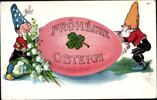 Ak Glückwunsch Ostern, Zwerge mit Ostereier, Cornvallaria