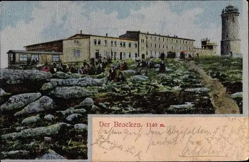 Ak Brocken Nationalpark Harz, Brockenhotel, Aussichtsturm