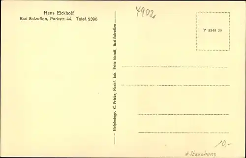 Ak Bad Salzuflen im Kreis Lippe, Haus Eickhoff, Parkstraße 44