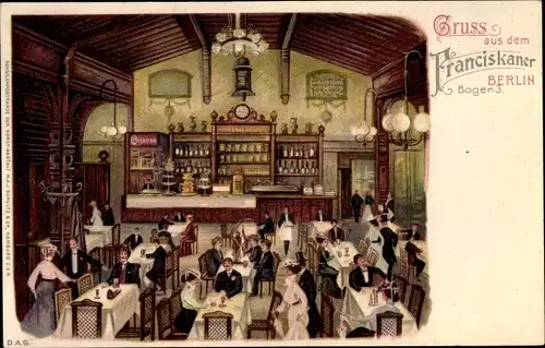 Litho Berlin Mitte, Franziskaner Restaurant, Innenansicht, Bogen 3