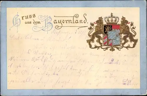 Präge Wappen Litho Bayernland