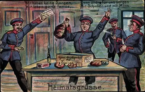 Künstler Ak Deutsche Soldaten, Heimatgrüße, Wir haben keine Sorgen
