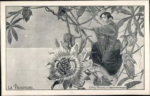 Künstler Ak La Passiflore, Journal des Voyages, Frau, Passionsblume
