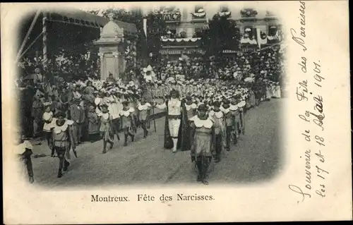 Ak Montreux Kanton Waadt Schweiz, Fete des Narcisses, Festumzug