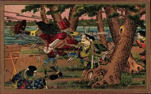 Künstler Ak Japan, Schlachtszene, Japaner