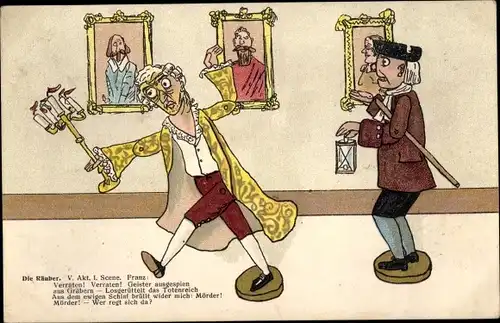 Ak Die Räuber, V. Akt. 1. Scene, Theaterszene, Friedrich Schiller