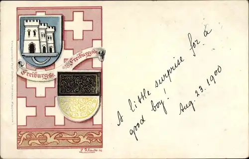 Künstler Wappen Ak Fribourg Freiburg Stadt Schweiz, Stadtwappen