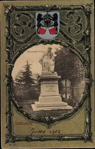 Passepartout Wappen Ak Lausanne Kanton Waadt, Monument Vinet
