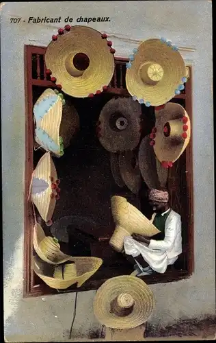 Ak Fabricant de chapeaux, arabischer Hutmacher, Lehnert & Landrock 707, Maghreb