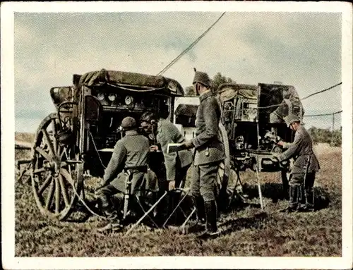 Sammelbild Der Weltkrieg 1915, Die große Offensive gegen Russland Nr. 46, Deutsche Funkenstation