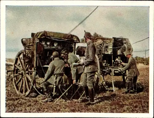 Sammelbild Der Weltkrieg 1915, Die große Offensive gegen Russland Nr. 46, Deutsche Funkenstation