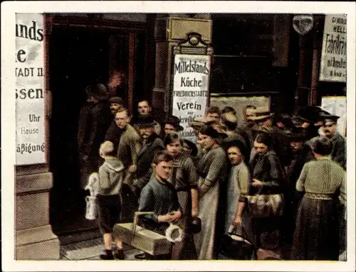 Sammelbild Der Weltkrieg 1914/18, In der Heimat Nr. 226, Schlange vor der Mittelstandsküche