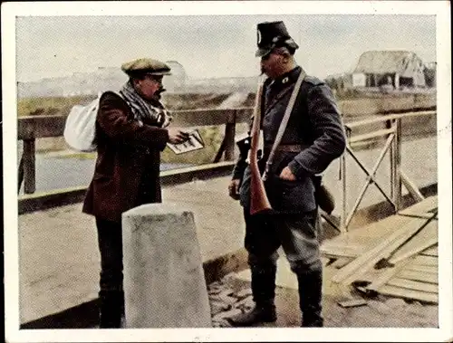 Sammelbild Der Weltkrieg 1914/18, Hinter der Front Nr. 222, Verkehrskontrolle im besetzten Gebiet