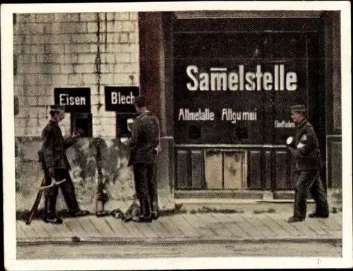Sammelbild Der Weltkrieg 1914/18, Hinter der Front Nr. 215, Sammelstelle