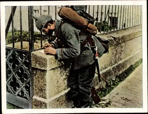 Sammelbild Der Weltkrieg 1914, Die ersten Kämpfe im Westen Nr. 13, Ein Gruß in die Heimat