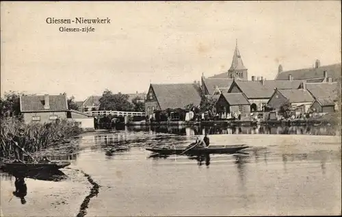 Ak Giessen Nieuwkerk Südholland Niederlande, Ruderpartie, Ort