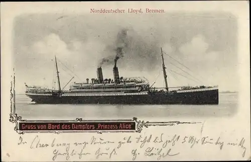 Ak Dampfschiff Prinzess Alice, Norddeutscher Lloyd Bremen