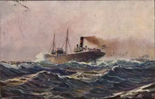 Künstler Ak Deutsch Amerikanische Petroleum Gesellschaft Hamburg, Tankdampfer