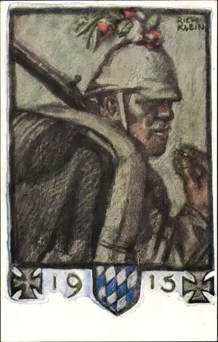 Künstler Ak Klein, Richard, Deutscher Soldat, 1915, Bayerische Kriegsinvaliden Fürsorge