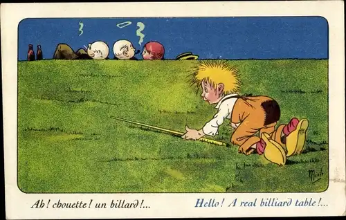 Künstler Ak Billard, A real billard table, Humor