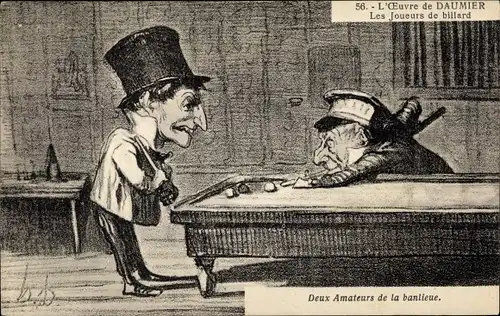 Künstler Ak Daumier,L'Oeuvre de Honoré Daumier, Les Joueurs de billard, Deux amateurs de la banlieue