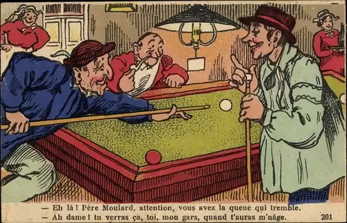 Ak Männer spielen Billard, bretonische Trachten