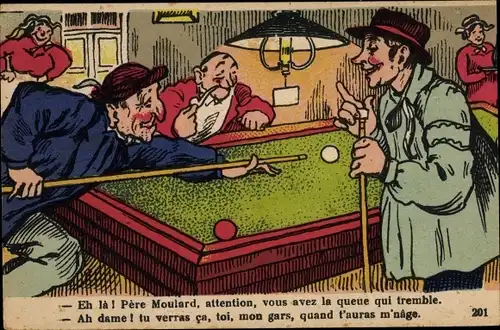 Ak Männer spielen Billard, bretonische Trachten