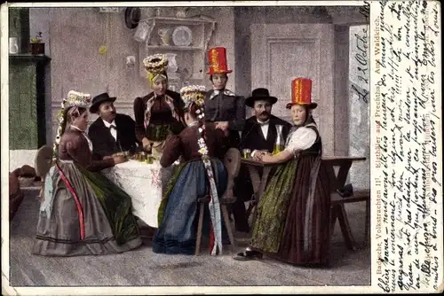 Ak Badische Volkstrachten, Elzthäler aus Prechthal, Amt Waldkirch