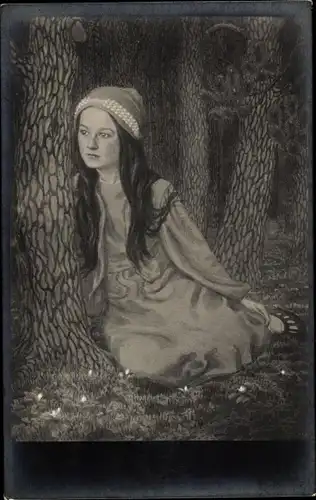 Jugendstil Künstler Ak Fidus, Tochter des Künstlers, Kohledruck, Nr 33